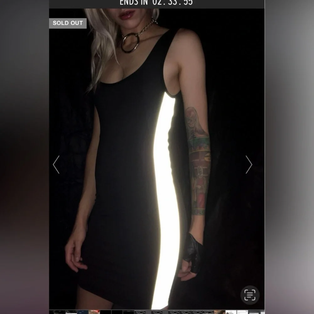 Nwot Dollskill black bodycon mini dress w/ reflective detail - Picture 1 of 7